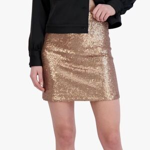 BCBGMAXAZRIA 2W05B18-GOLD Women's Fitted Sequin Mini Skirt SIZE 4 $198 NWT
